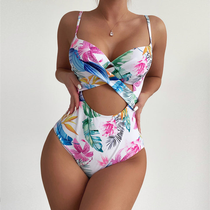Damen Einteiler-Badeanzug mit elegantem Cut-Out-Design und floralem Muster Drune