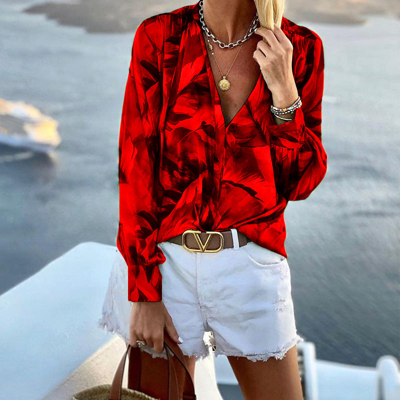 Damen Bluse mit floralem Muster und eleganter Schnittführung Drune