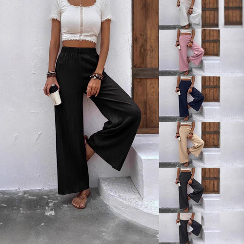 Damen weite Lounge-Hose mit elastischem Bund und Plissees Drune