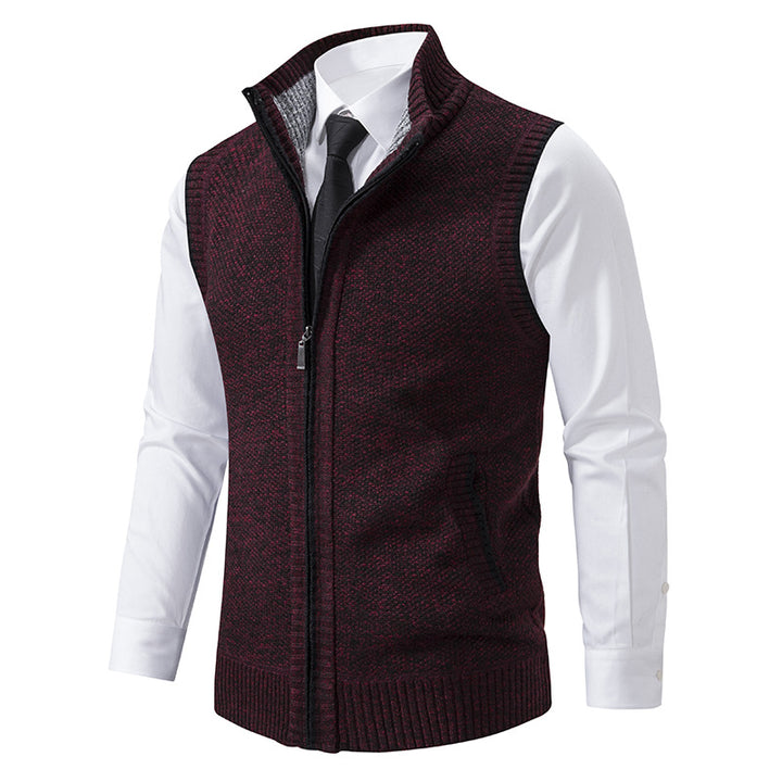 Herren nan elegante Strickweste mit Stehkragen und verdecktem Reißverschluss Drune