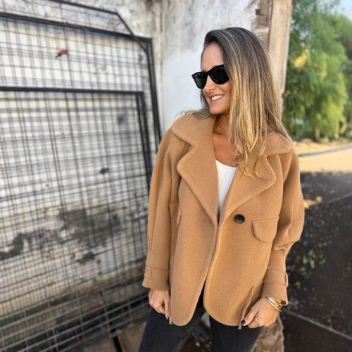 Damen gemütliche Oversized Wolljacke Drune