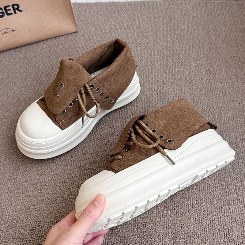 Damen Hochformat Sneakers mit modischem Veloursleder und robustem Plateau Drune