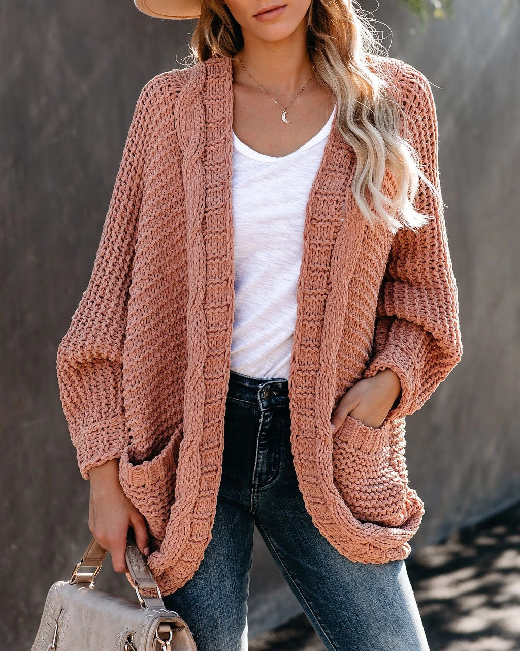 Damen Grobstrickcardigan mit lässigen Taschen und modischem Schnitt Drune