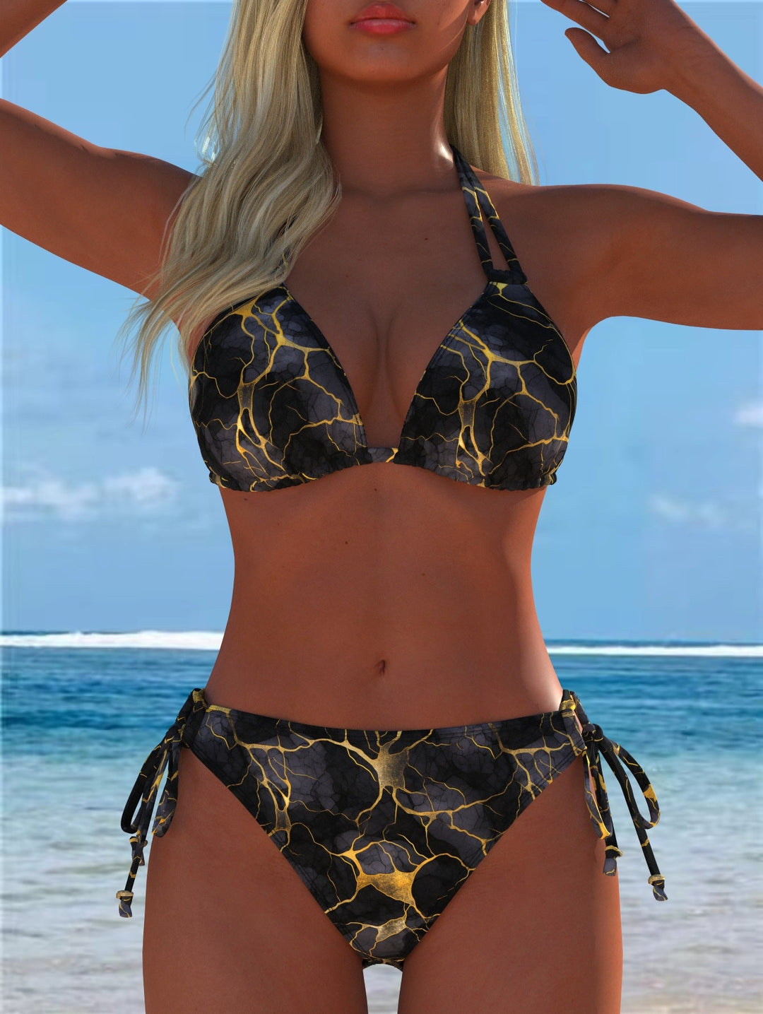 Damen Bikini-Set mit verspieltem Schnitt und trendigem Mustermix Drune