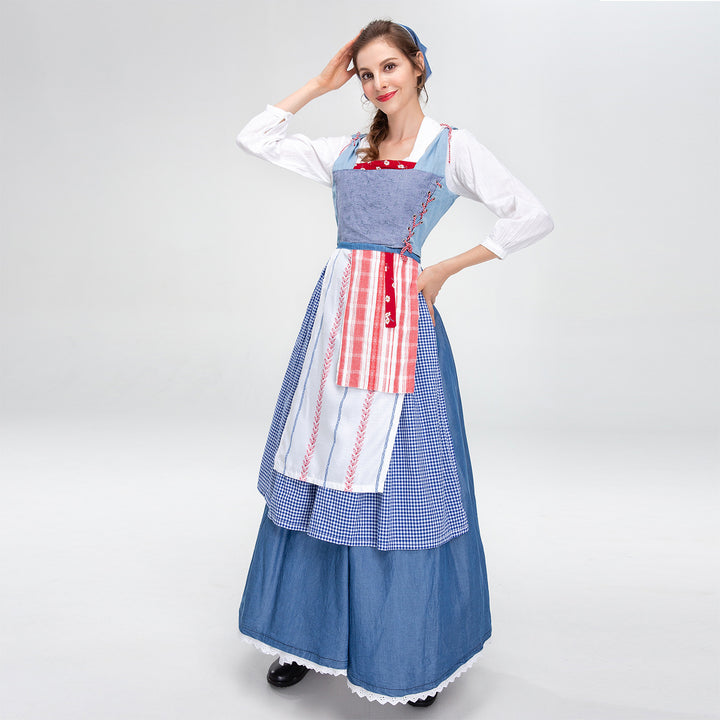 Damen nan ländliches Trachtenkleid mit Latzmieder und mehrlagiger Schürze Drune