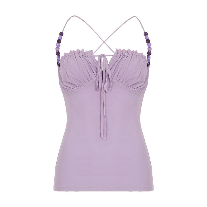 Damen lässiges Top mit raffiniertem Rüschendesign und dekorativen Trägerdetails Drune