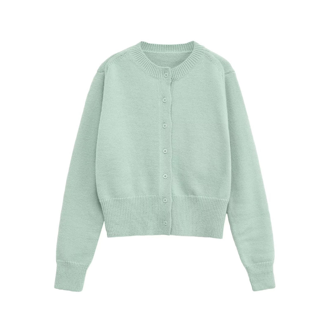 Damen komfortable Strickjacke mit Rundhalsausschnitt und praktischen Knöpfen Drune
