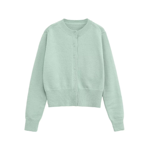 Damen komfortable Strickjacke mit Rundhalsausschnitt und praktischen Knöpfen Drune