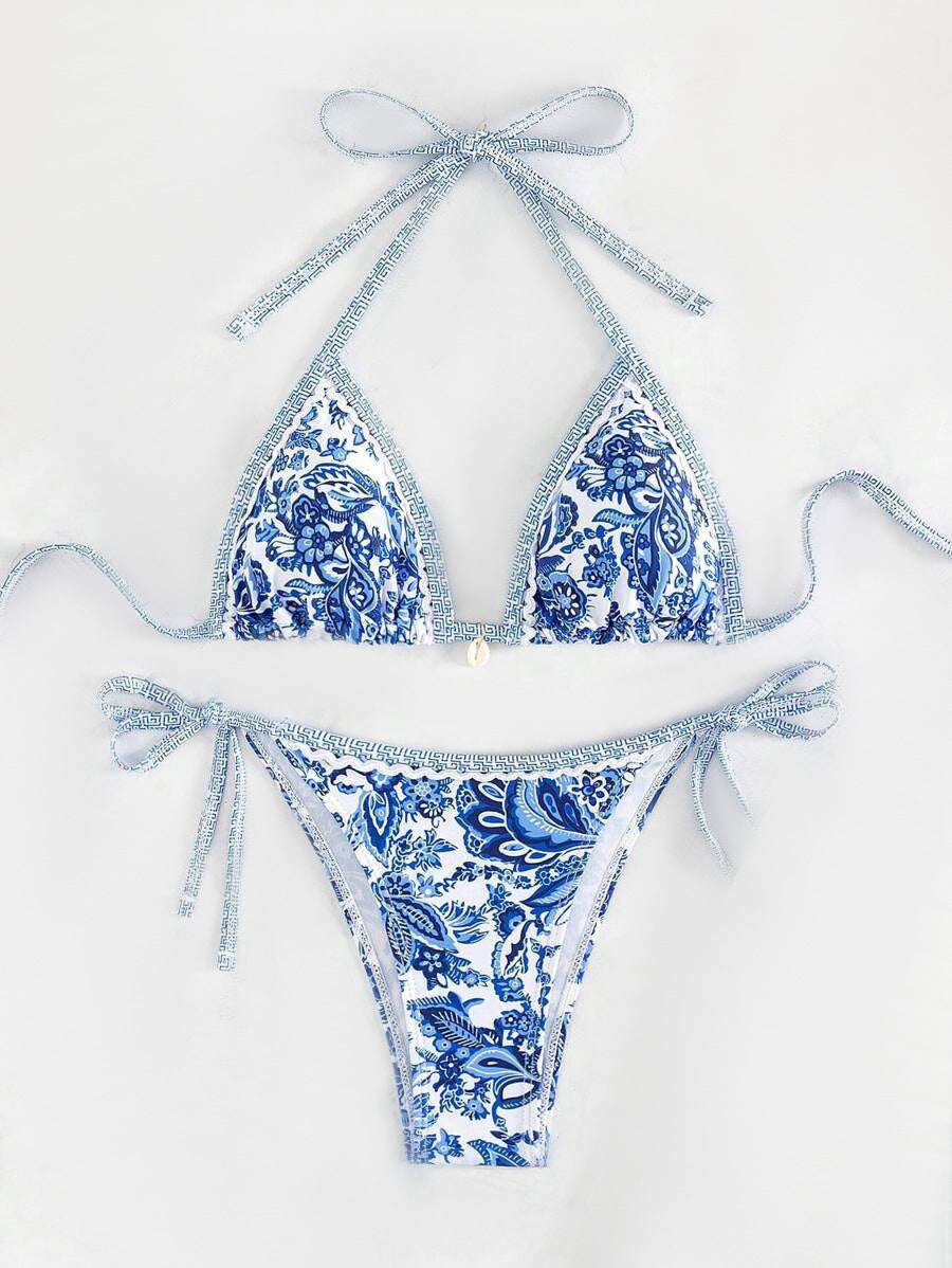 Damen Triangel-Bikini mit aufwendigem Floral-Design Drune
