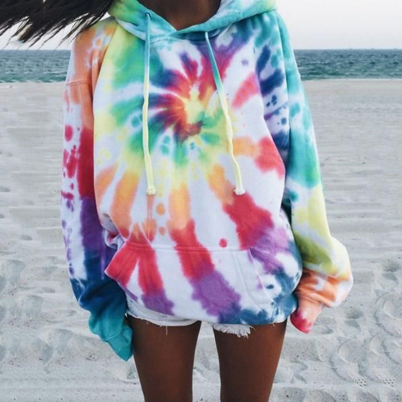 Damen Kapuzenpullover im bunten Tie-Dye-Design Drune