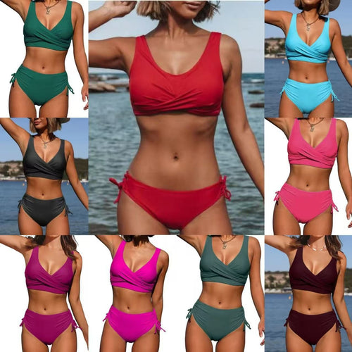 Damen Hoch taillierter Bikini mit Wickeloberteil Drune