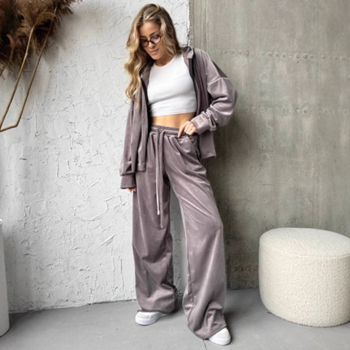 Damen sportlicher Loungewear-Anzug mit entspannter Passform Drune