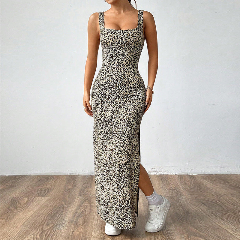 Damen Tiermuster Maxi Kleid Drune