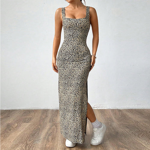 Damen Tiermuster Maxi Kleid Drune