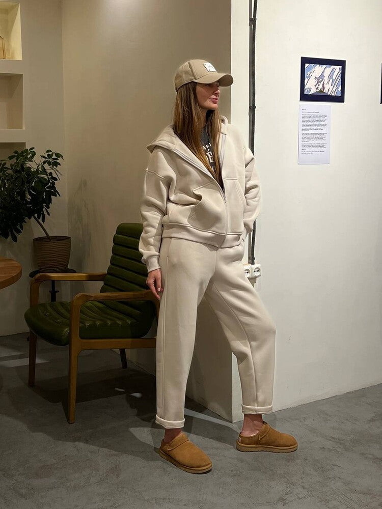 Damen gemütlicher Fleece Freizeitanzug Drune