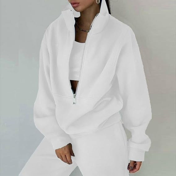Damen kuscheliger Fleece-Pullover mit hohem Kragen und Reißverschluss Drune