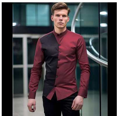 Herren elegantes Langarmhemd mit modernem Farbblockdesign Drune