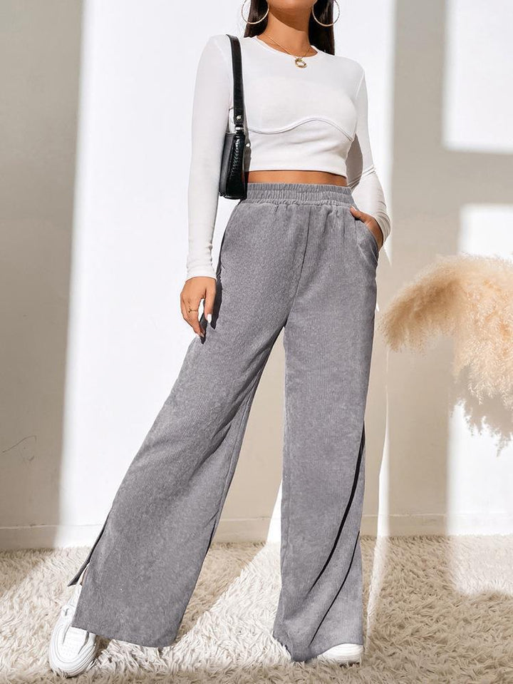 Damen Weite Plissierte Hose mit elastischem Bund und praktischen Taschen Drune