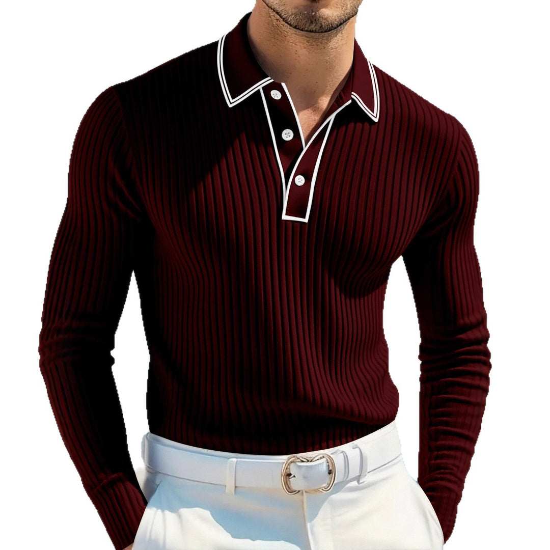 Herren Langarm-Polohemd mit strukturiertem Design Drune