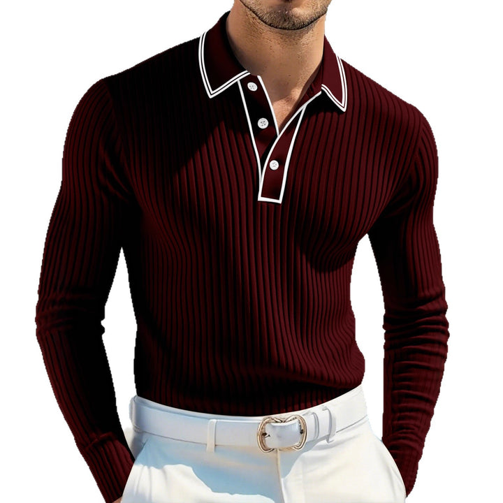Herren Langarm-Polohemd mit strukturiertem Design Drune
