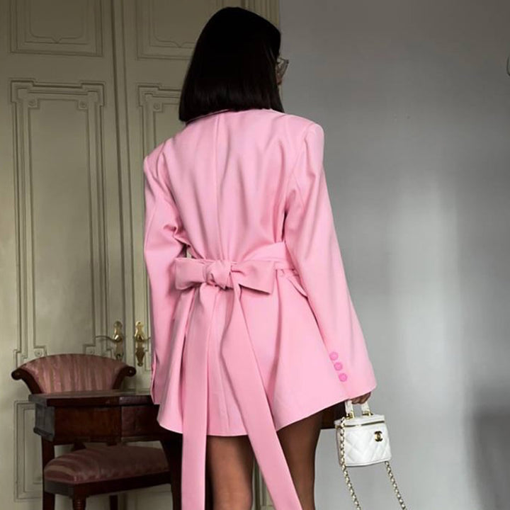 Damen eleganter Blazer mit Taillengürtel Drune