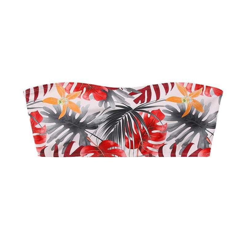 Damen Bandeau-Bikini Top mit floralem Design Drune