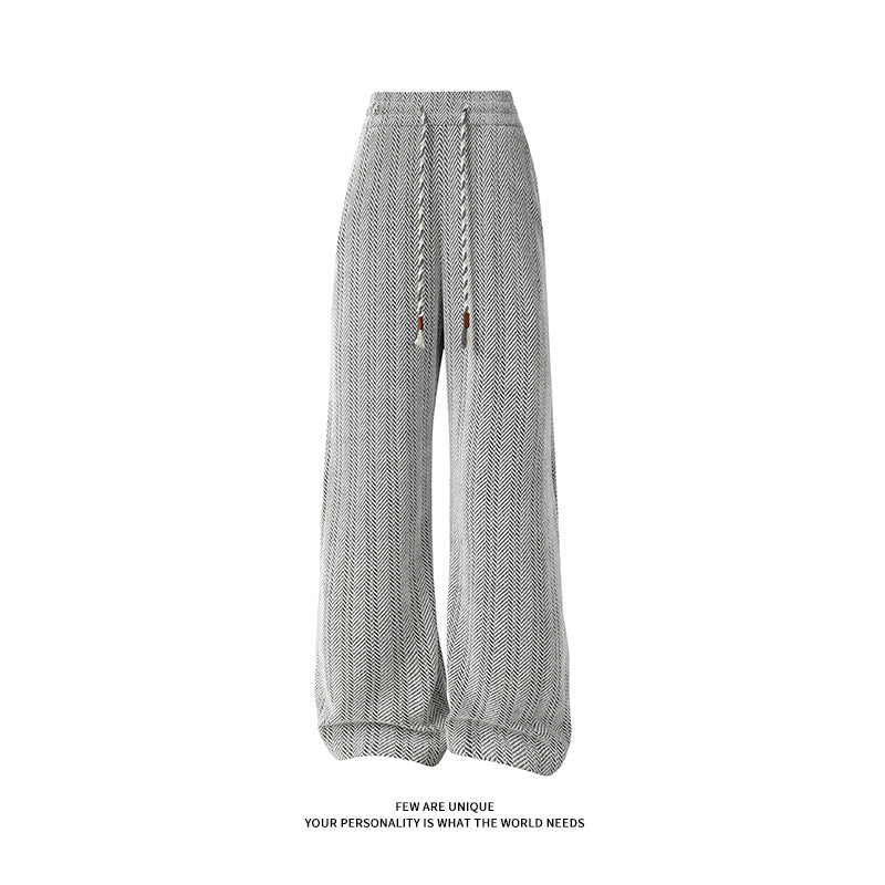 Damen weite Haremshose mit elastischem Bund und trendy Zickzackmuster Drune