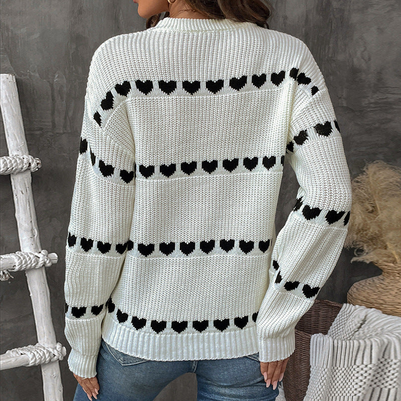 Damen Strickpullover mit Herzmotiv und lässigem Schnitt Drune