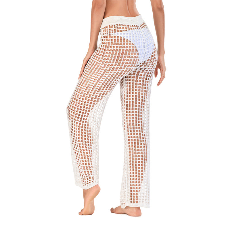 Damen Häkel Strandhose mit hoher Taille und weitem Schnitt Drune