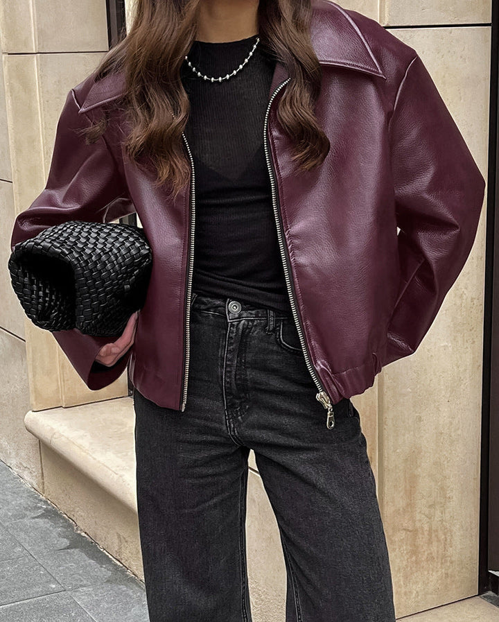 Drune | Lift Matte Cropped Pu-Leder Bikerjacke