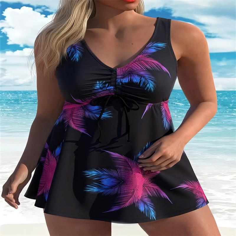 Damen Tankini-Top mit floralem Design und figurumspielendem Schnitt Drune