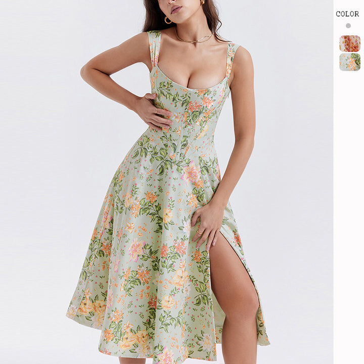 Damen Maxikleid mit schulterfreiem Design und floralem Muster Drune