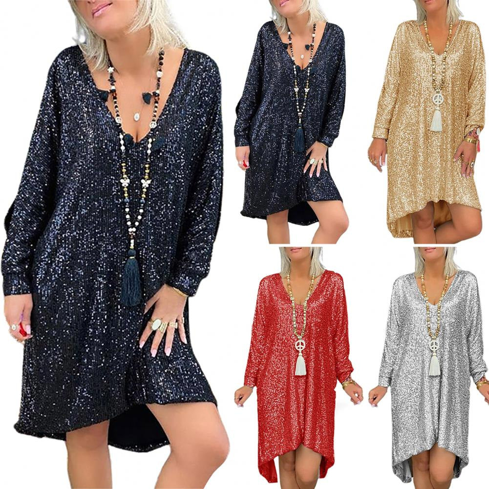 Damen Glitzerndes Kaftan-Kleid im lässigen Schnitt Drune