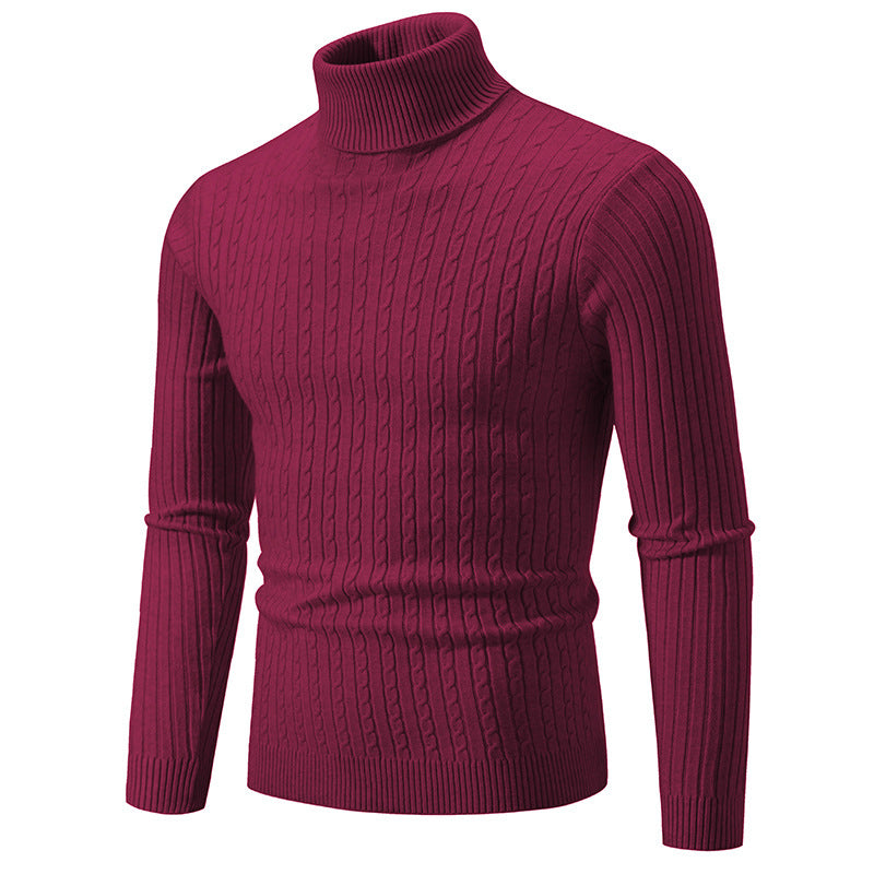 Herren nan taillierter Rollkragenpullover aus feinem Feinstrick mit geripptem Kragen Drune