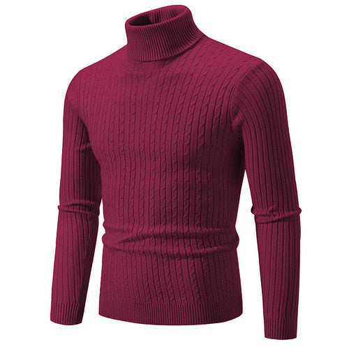 Herren nan taillierter Rollkragenpullover aus feinem Feinstrick mit geripptem Kragen Drune