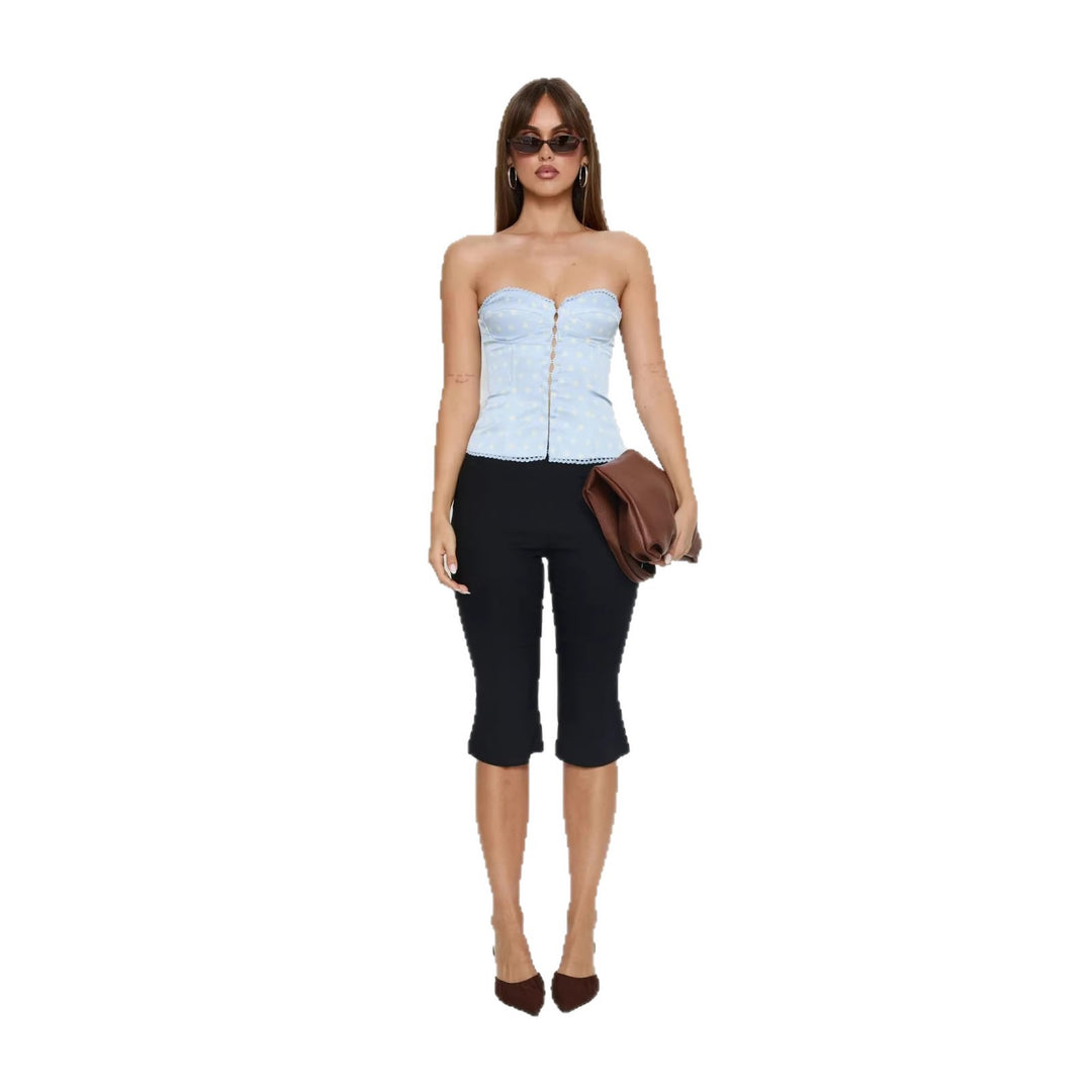 Damen Korsettoberteil mit niedlichem Punktedesign und dekorativen Knopfdetails Drune