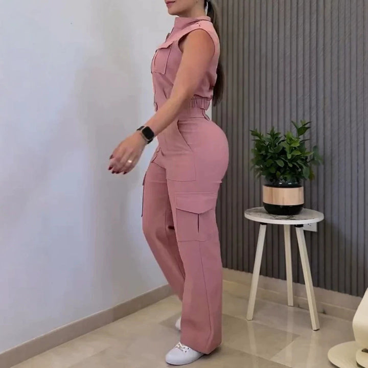 Damen Cargo-Jumpsuit mit kurzem Oberteil und praktischen Taschen Drune