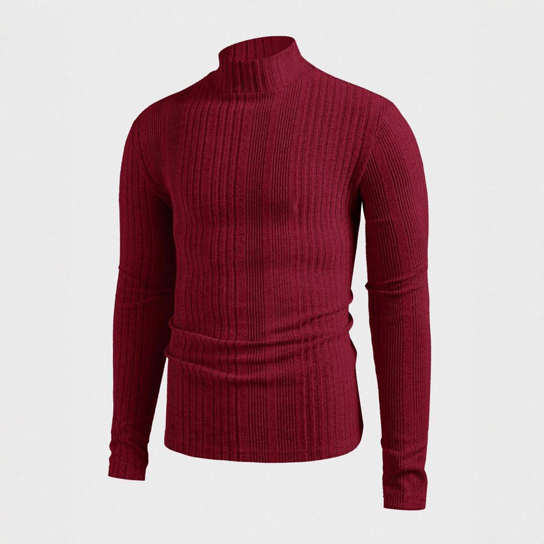 Herren Strickpullover mit hohem Kragen und Rippstruktur Drune
