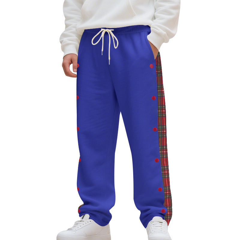 Herren nan Sweatpants mit seitlichem Karostreifen, Druckknopfleiste und Kordelzug Drune