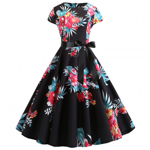 Damen Midikleid mit floralem Design und tailliertem Schnitt Drune