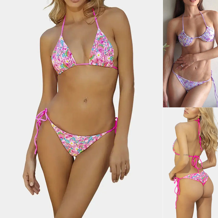 Damen Blumenmuster Bikini Drune