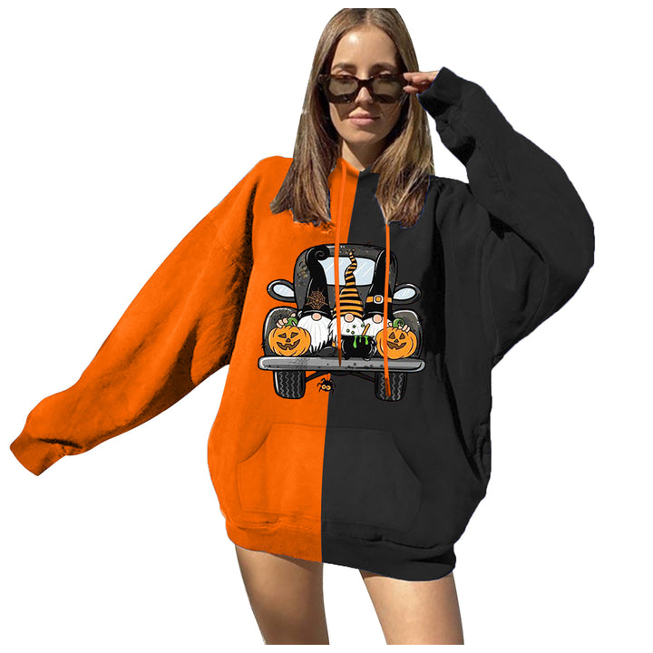 Damen Kapuzenpullover mit Halloween-Motiv und lässigem Schnitt Drune