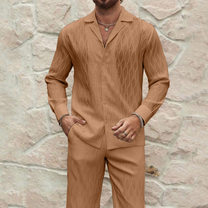 Herren eleganter Set mit feinem Strukturmuster und komfortablem Schnitt Drune