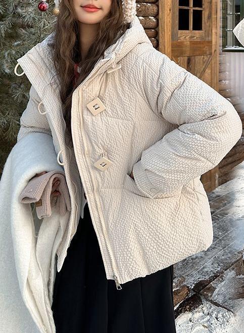 Damen Puffy Winterjacke mit Kapuze und dekorativen Knöpfen Drune
