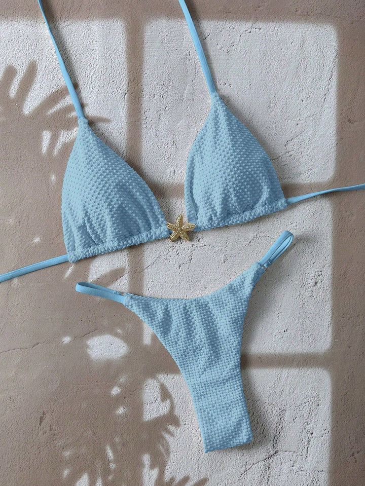 Damen Triangel-Bikini mit strukturiertem Stoff und maritimen Details Drune