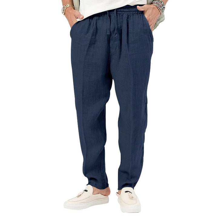 Herren Leichte Leinenhose mit elastischem Bund und praktischen Eingrifftaschen Drune