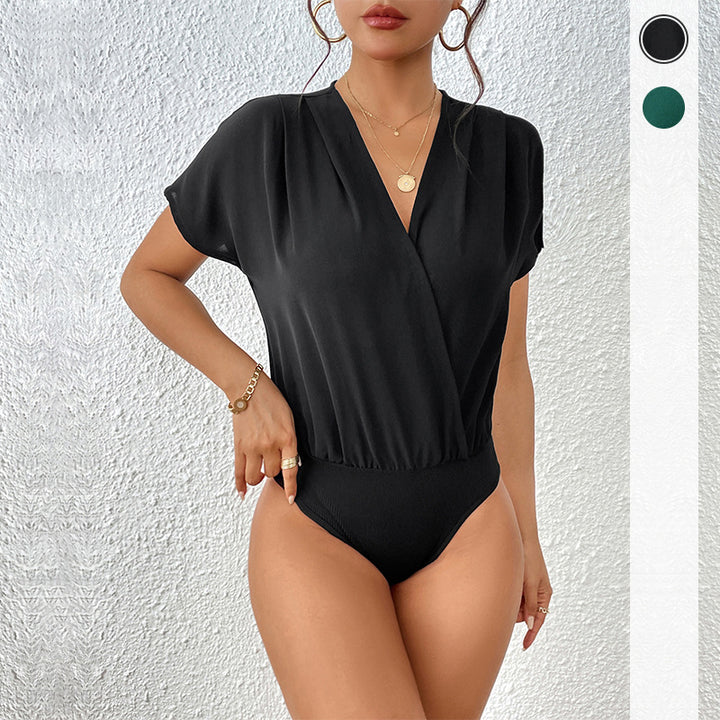 Damen Bodysuit mit lässigem V-Ausschnitt und elastischem Bund Drune