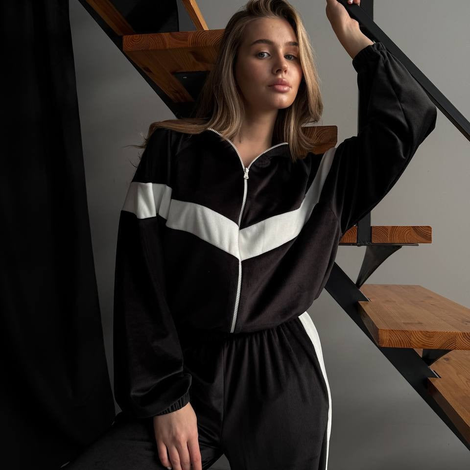 Damen Sportlicher Fleece-Jumpsuit mit durchgehendem Reißverschluss und weiten Ärmeln Drune