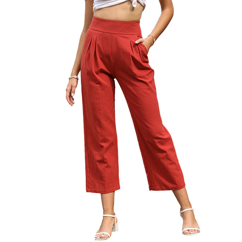 Damen Hochtaillierte Culotte-Hose mit praktischen Taschen und weichem Stoff Drune