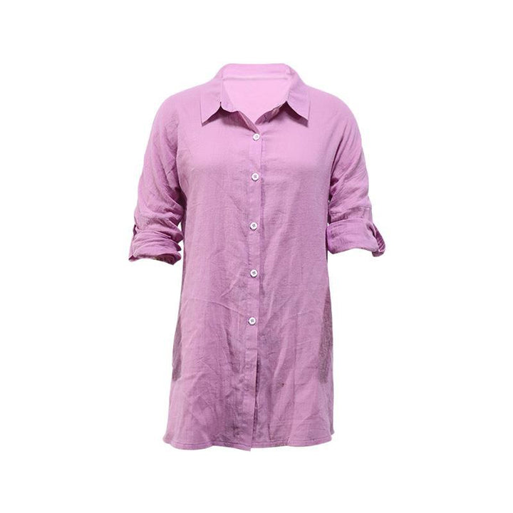 Damen Leinenbluse mit lässigem Schnitt und umschlagbaren Ärmeln Drune